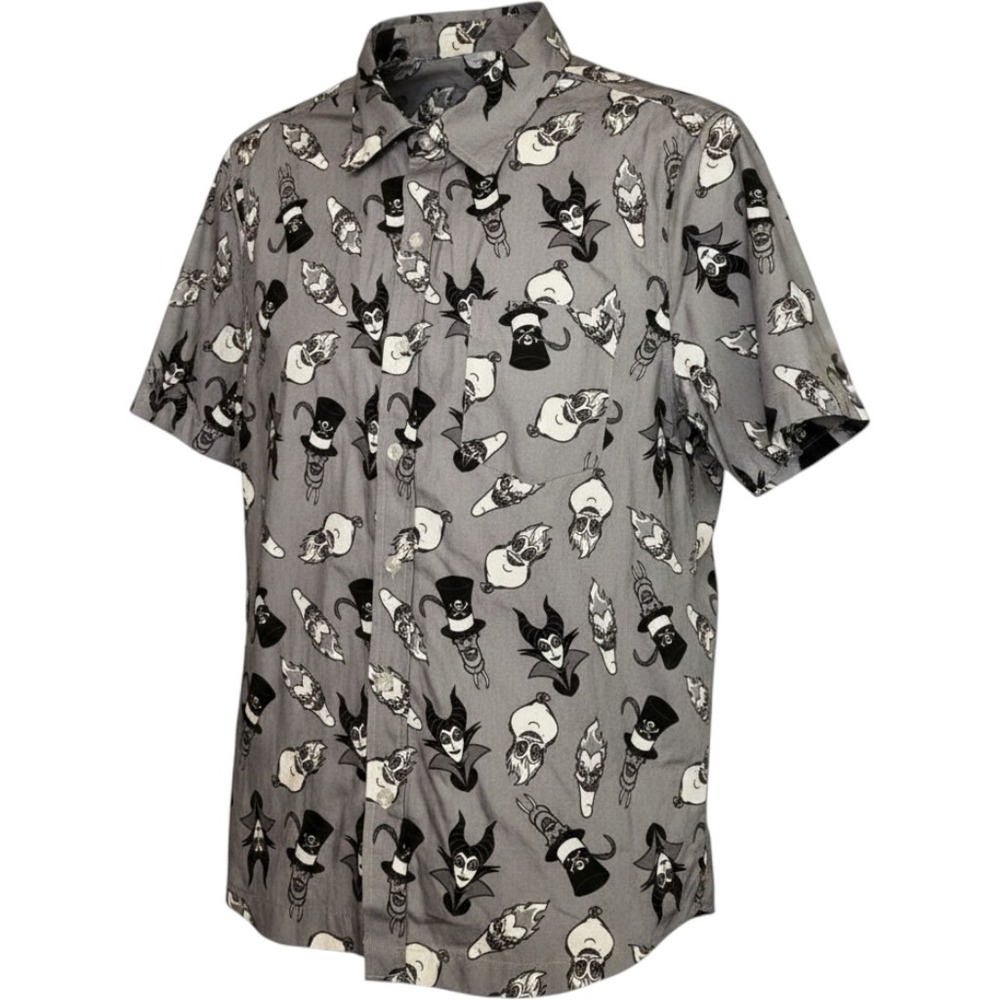 Disney Villains Button Down Shirt Mens Small Gray New Halloween Maleficent Shirt